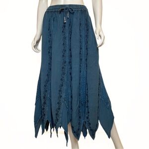Fabulous Embroider Asymmetric Handkerchief Skirt Women SZ OS Fairy Boho Goddess